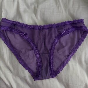 Lace Trim Purple Sheer Women's Panties GUC